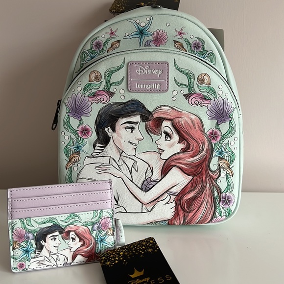 NEW Loungefly Disney The Little Mermaid Couple Hug Mini Backpack - Picture 2 of 8